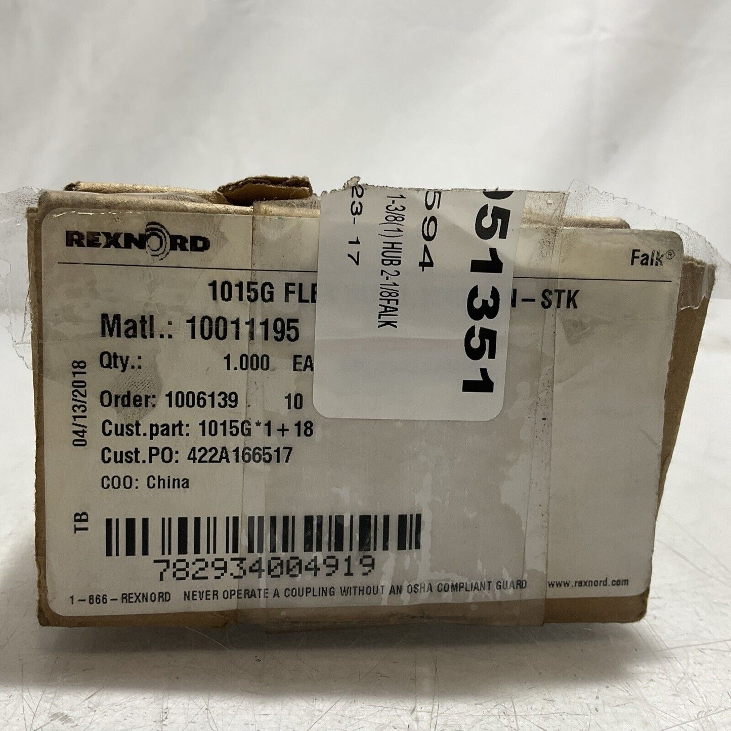 REXNORD 10011195 1015G HUBS -FLEX GEAR  COUPLING PART U3S
