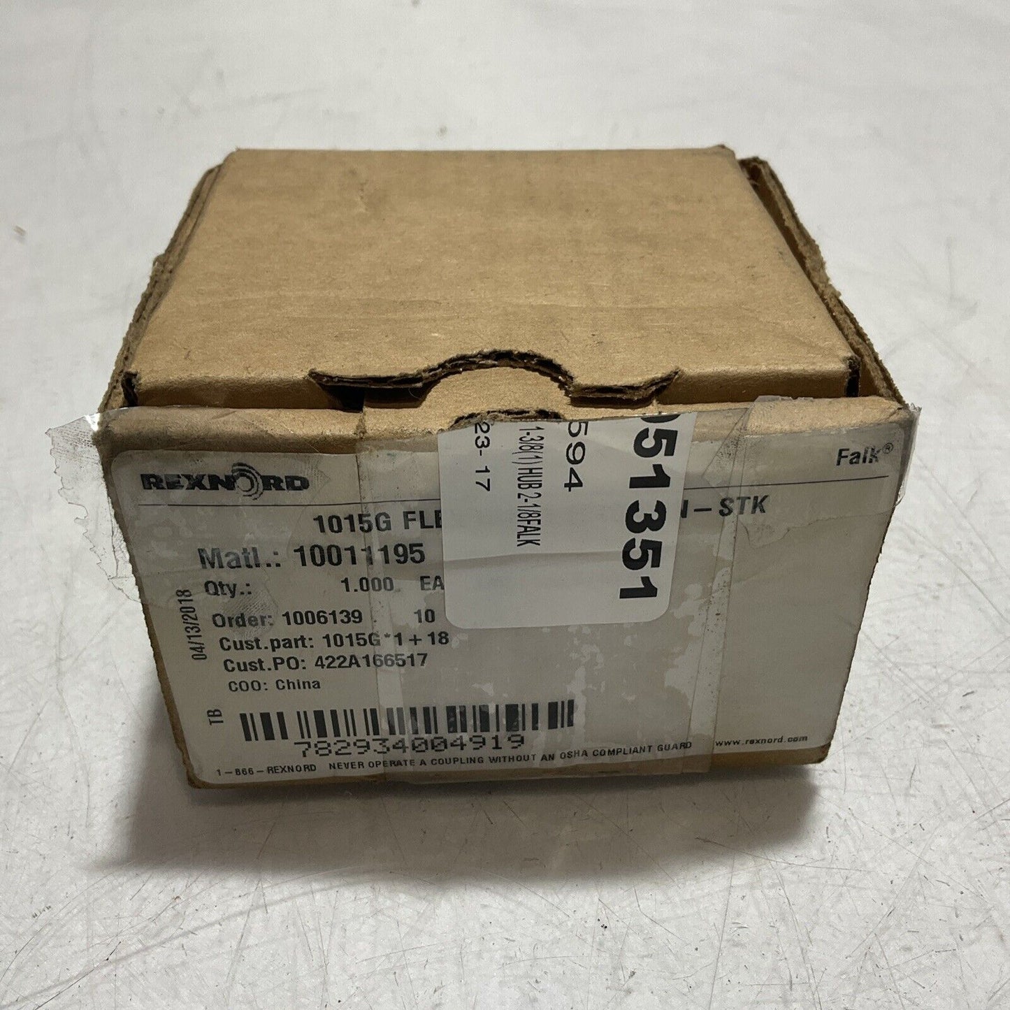 REXNORD 10011195 1015G HUBS -FLEX GEAR  COUPLING PART U3S