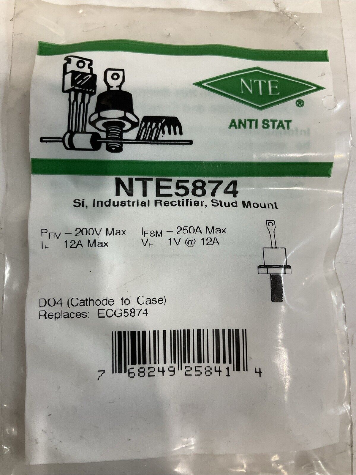NTE- ATI STAT NTE5874 ANTI STAT INDUSTRIAL RECTIFIER STUD MOUNT LOT OF 3 476-U3S