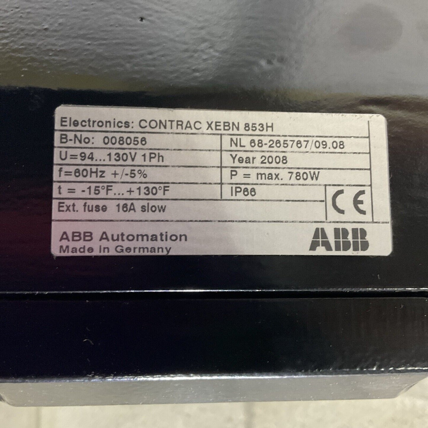 2008 ABB CONTRAC XEBN 853H POWER ELECTRONIC UNIT 0087097 TYPE XRHD 250-10 373