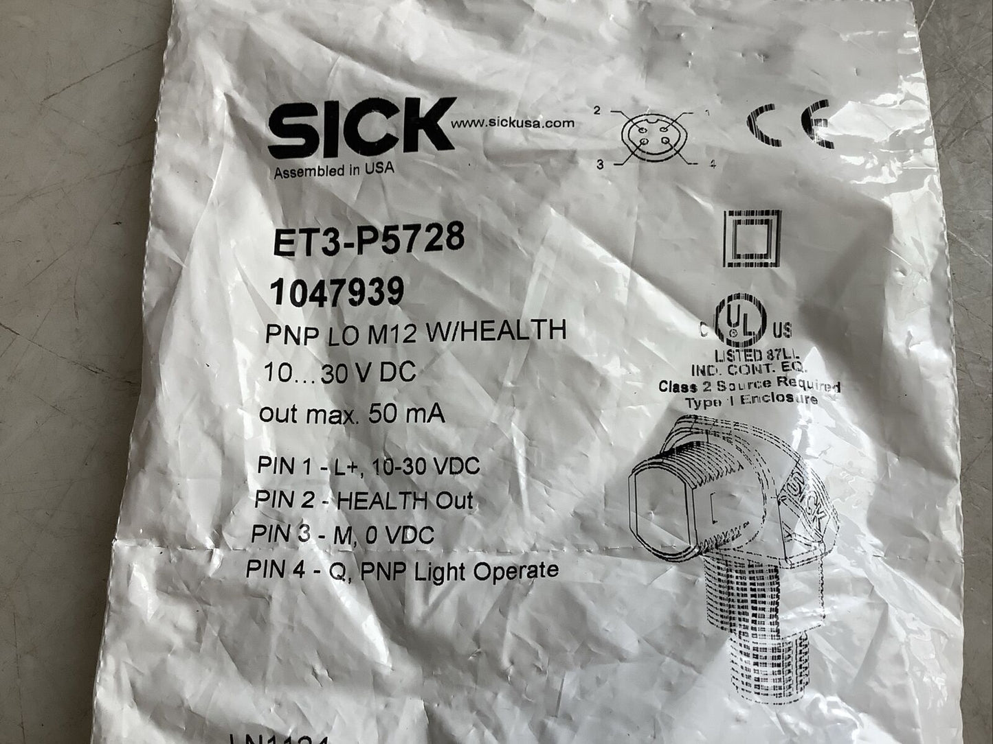 SICK ET3-P5728 1047939 PROXIMITY SENSOR U3S