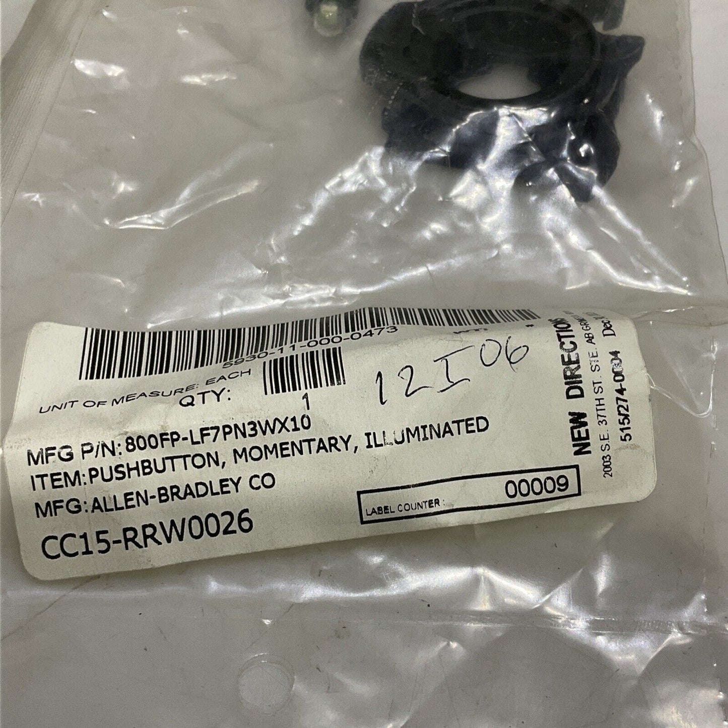 AB ALLEN BRADLEY 800FP-LF7PN3WX10 FLUSH PUSH BUTTON CLEAR U3S