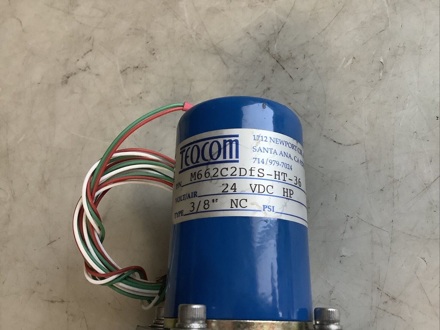 TEQCOM M662C2DFS-HT-36 MINIATURE SOLENOID VALVE 24VDC HP 40PSI 3/8IN NC 476