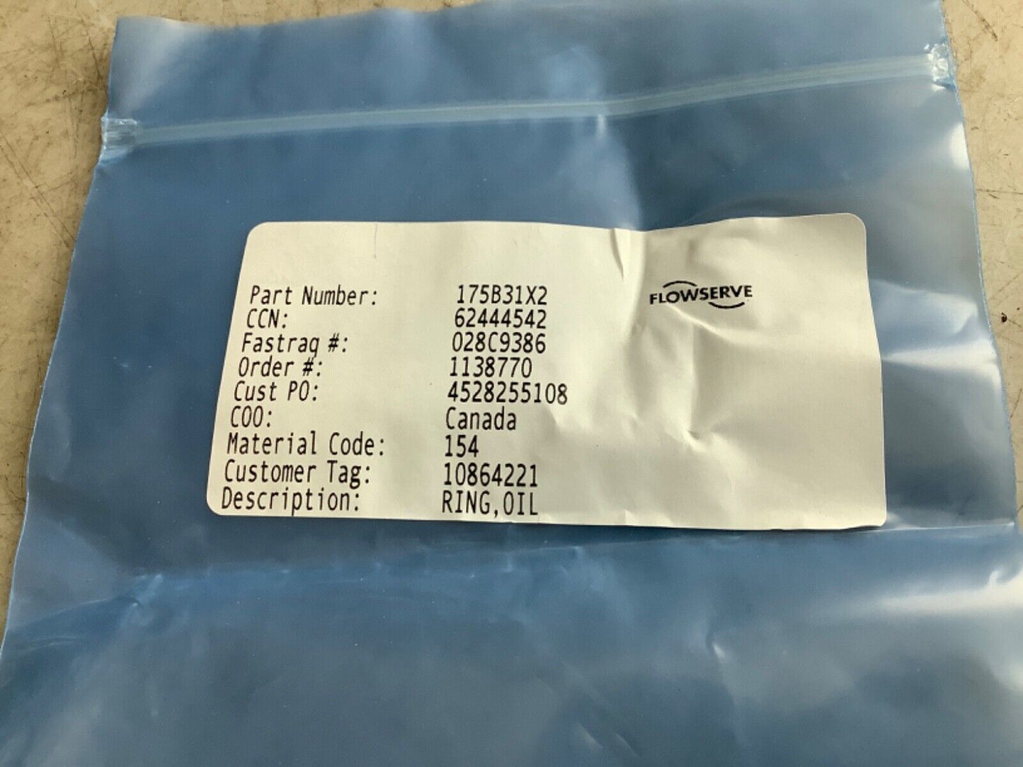 FLOWSERVE 175B31X2 BRASS PUMP OIL RING 678