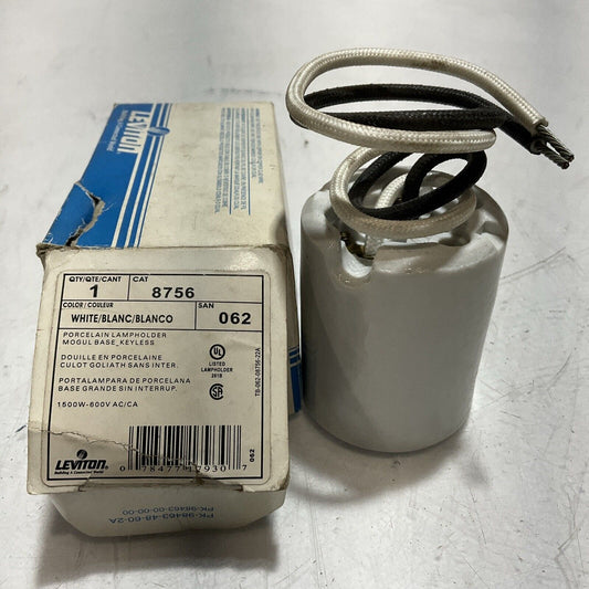 LEVITON  8756  WHITE PORCELAIN LAMPHOLDER 1500W 600VAC 222-U3S