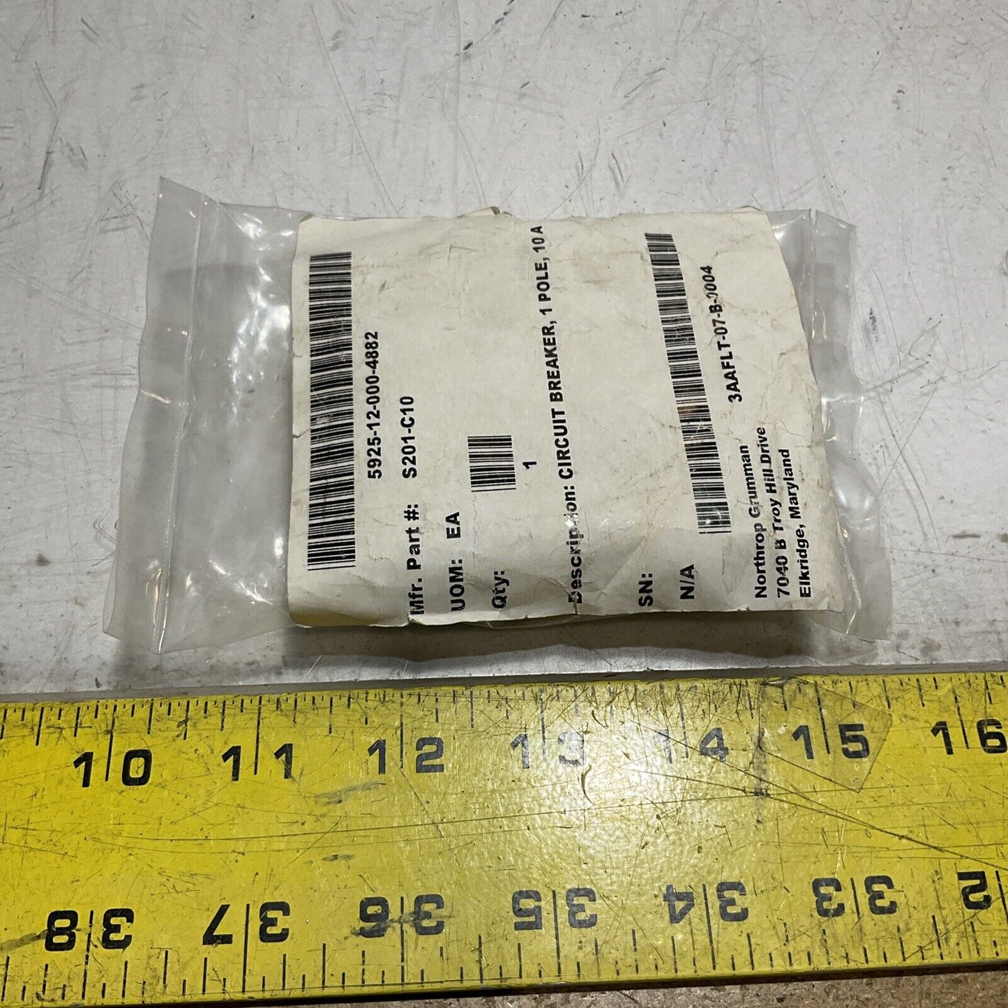 ABB S201-C10   1POLE 10A  CIRCUIT BREAKER  THERMAL  MAG  U3S