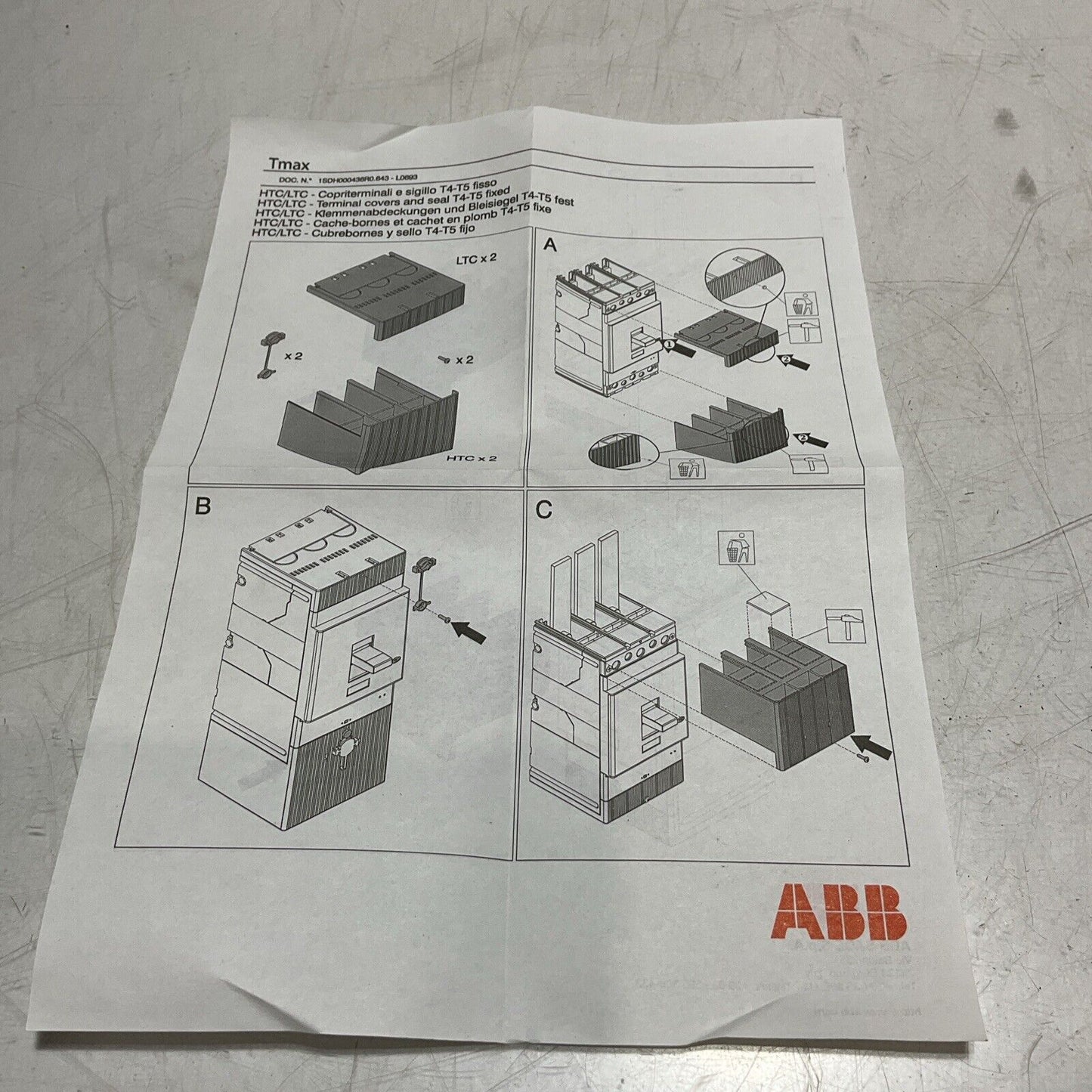 ABB TMAX  1SD A054960 R1 HIGH TERMINAL-COVERS THREE-POLE LOT OF 2 U3S