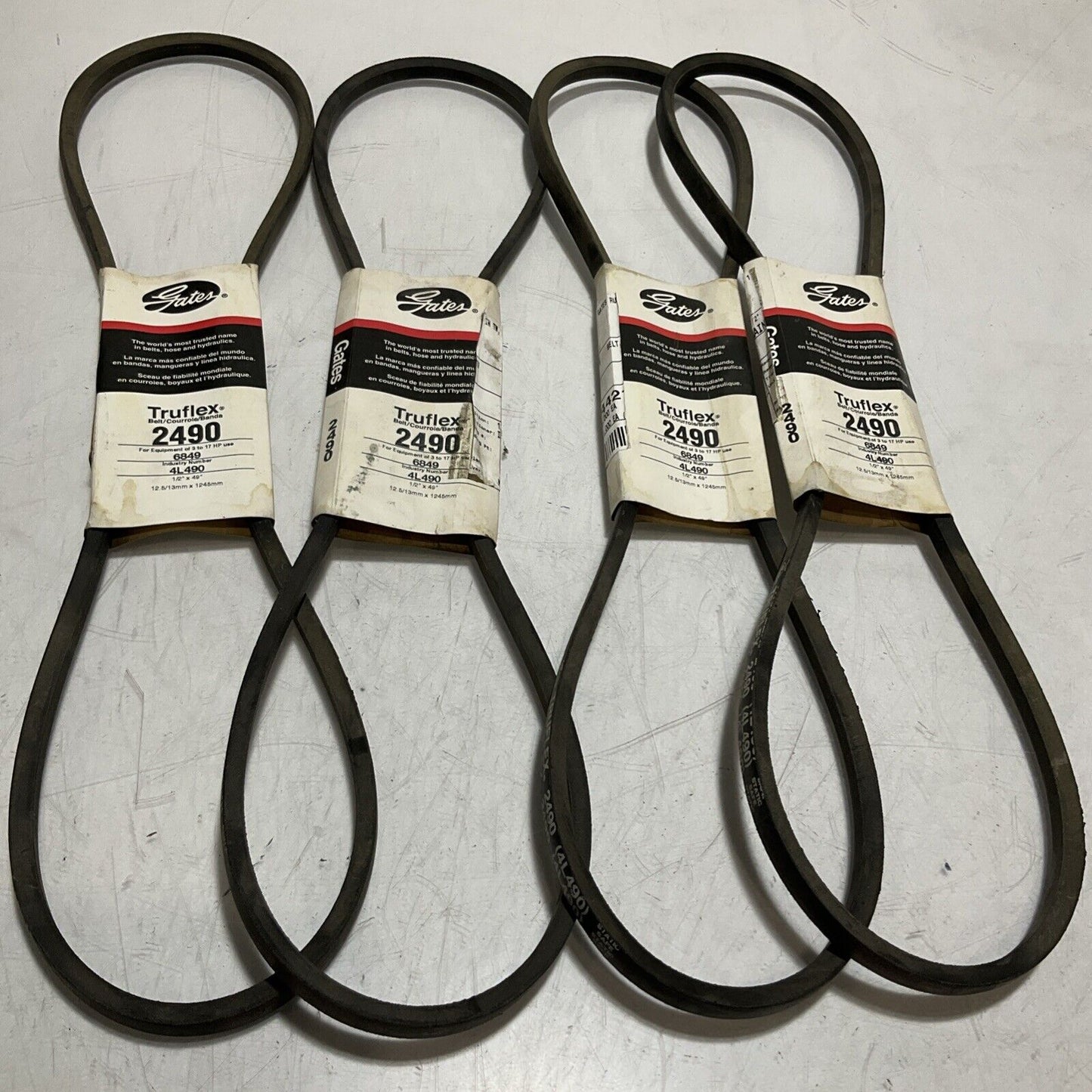 GATES 2490 TRUFLEX  V-BELT  4L490 LOT OF 4 678-U3S