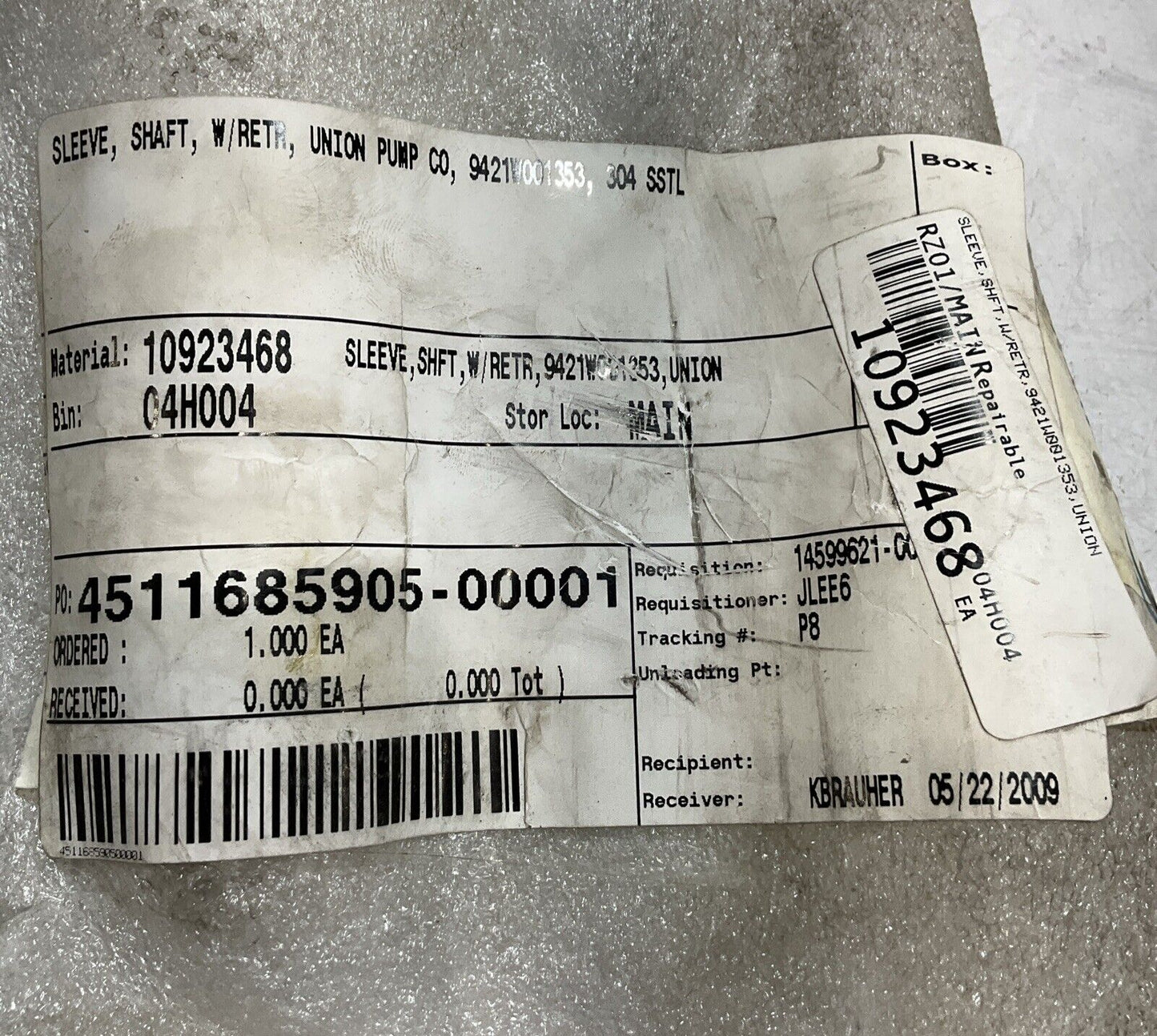 CLYDE UNION 9421W001353 SHAFT SLEEVE PUMP 678-U3S