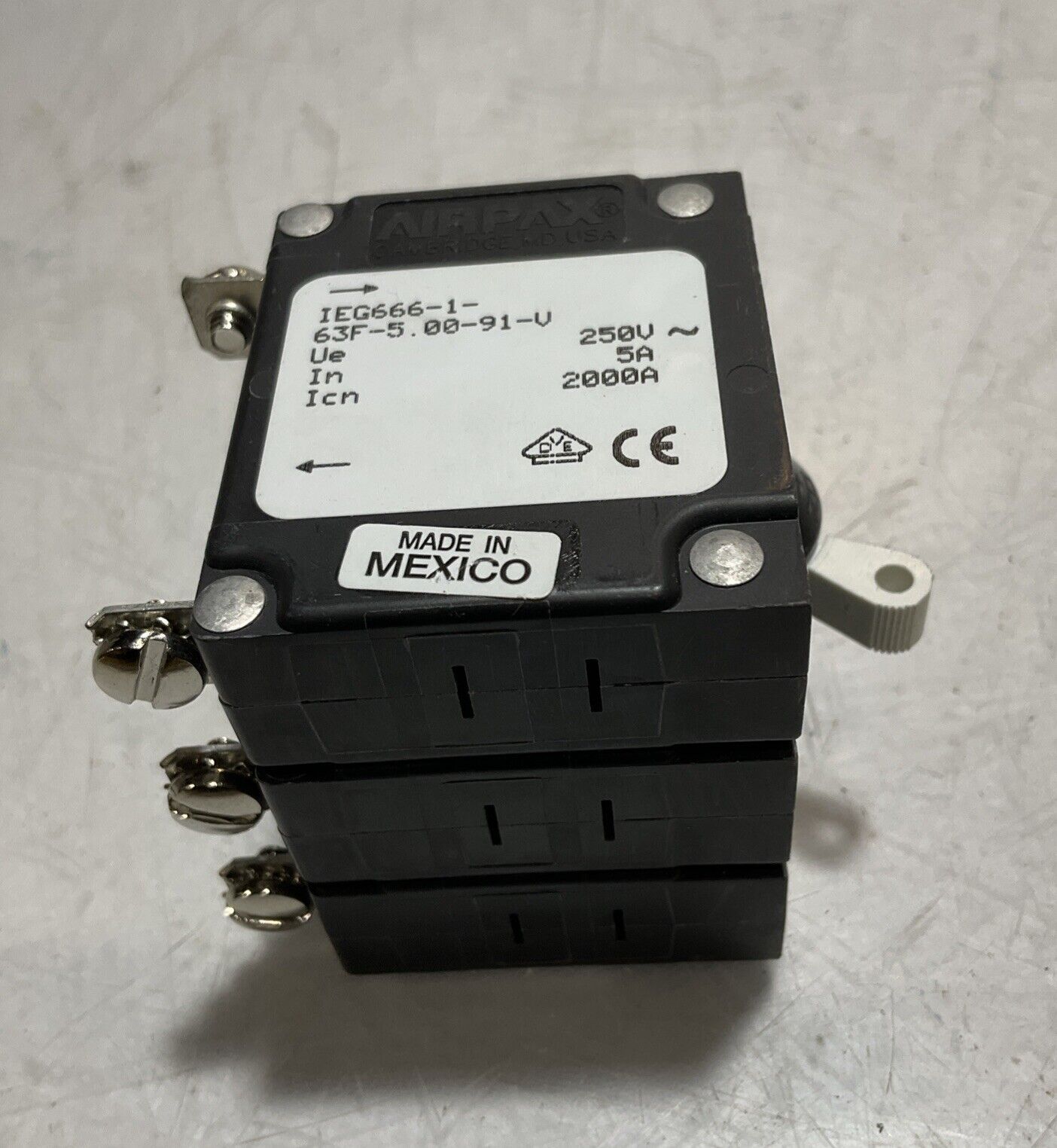 AIRPAX IEG666-1-63F-5.00-91-V CIRCUIT BREAKER 250V 5A U3S