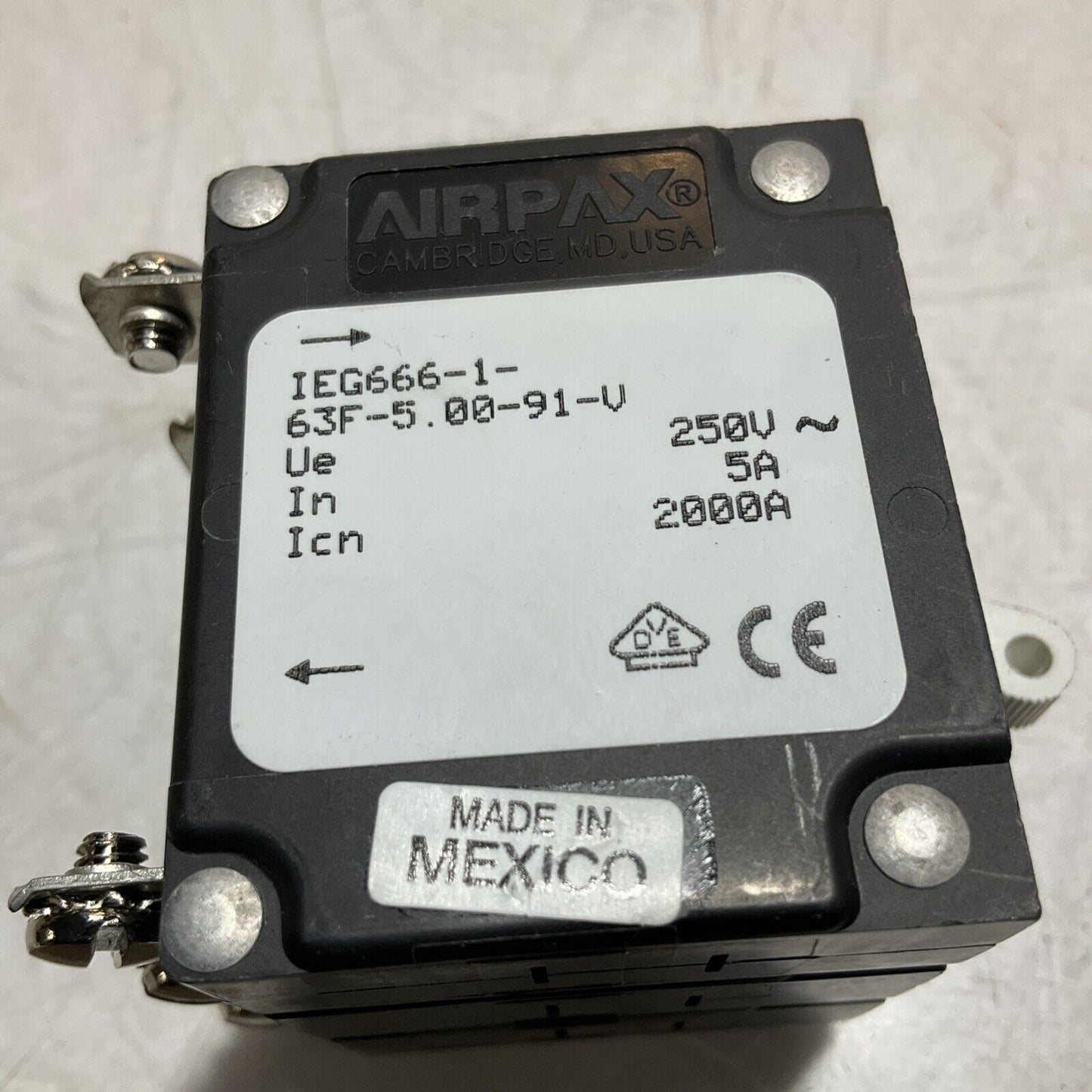 AIRPAX IEG666-1-63F-5.00-91-V CIRCUIT BREAKER 250V 5A U3S