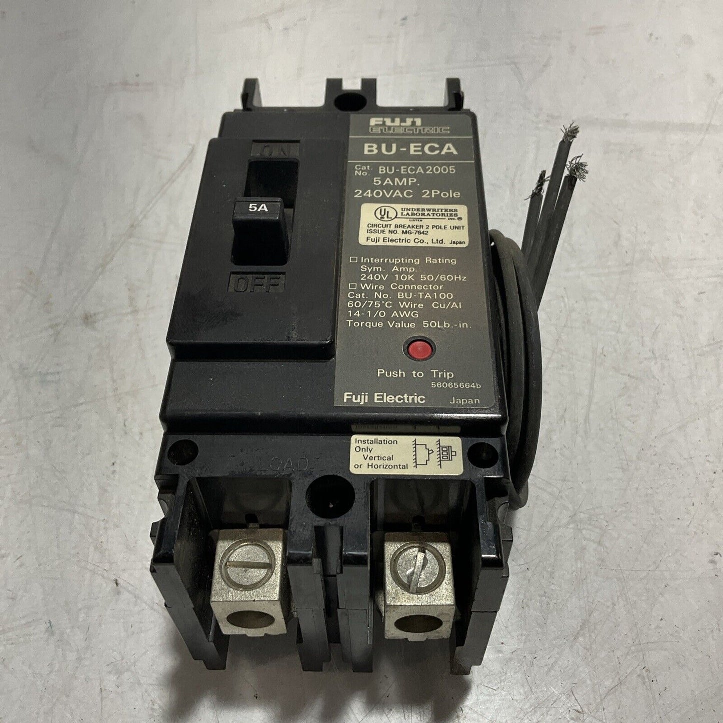 FUJI ELECTRONIC BU-ECA2005 CIRCUIT BREAKER  5AMP 240VAC 2 POLE  LOT OF 2 U3S