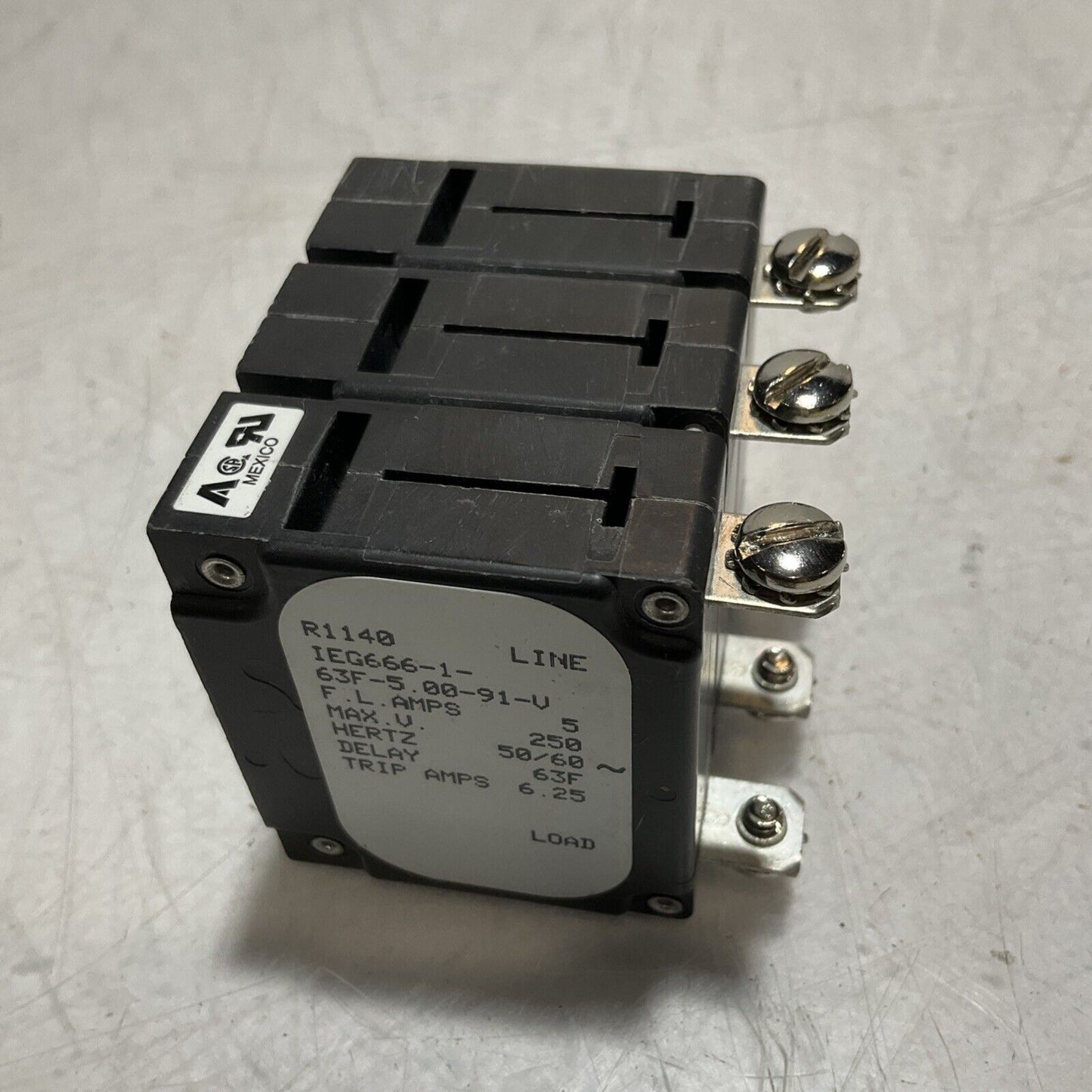 AIRPAX IEG666-1-63F-5.00-91-V CIRCUIT BREAKER 250V 5A U3S