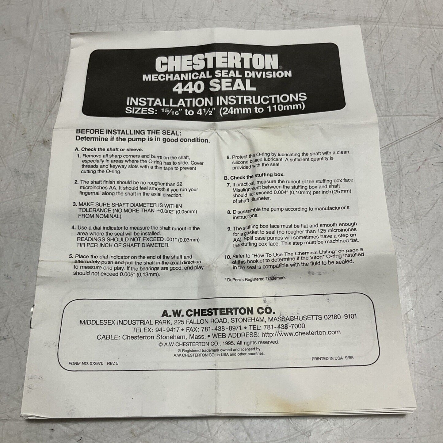 CHESTERTON 655903 440-11 RU CR/S K4079 SEAL  SIZE 11 1.375IN SHAFT  PACKING U3S