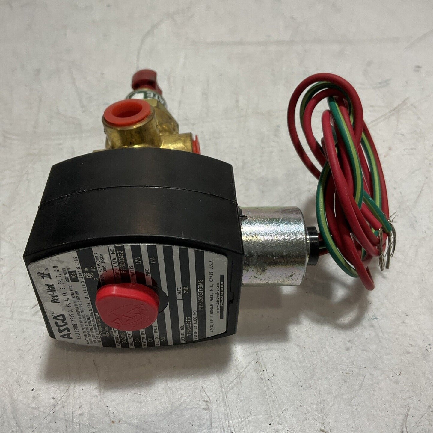 ASCO-RED-HAT EF8320G176MS- EF8003G2 SOLENOID VALVE 120/60 110/50 17.1W 1/4IN 678