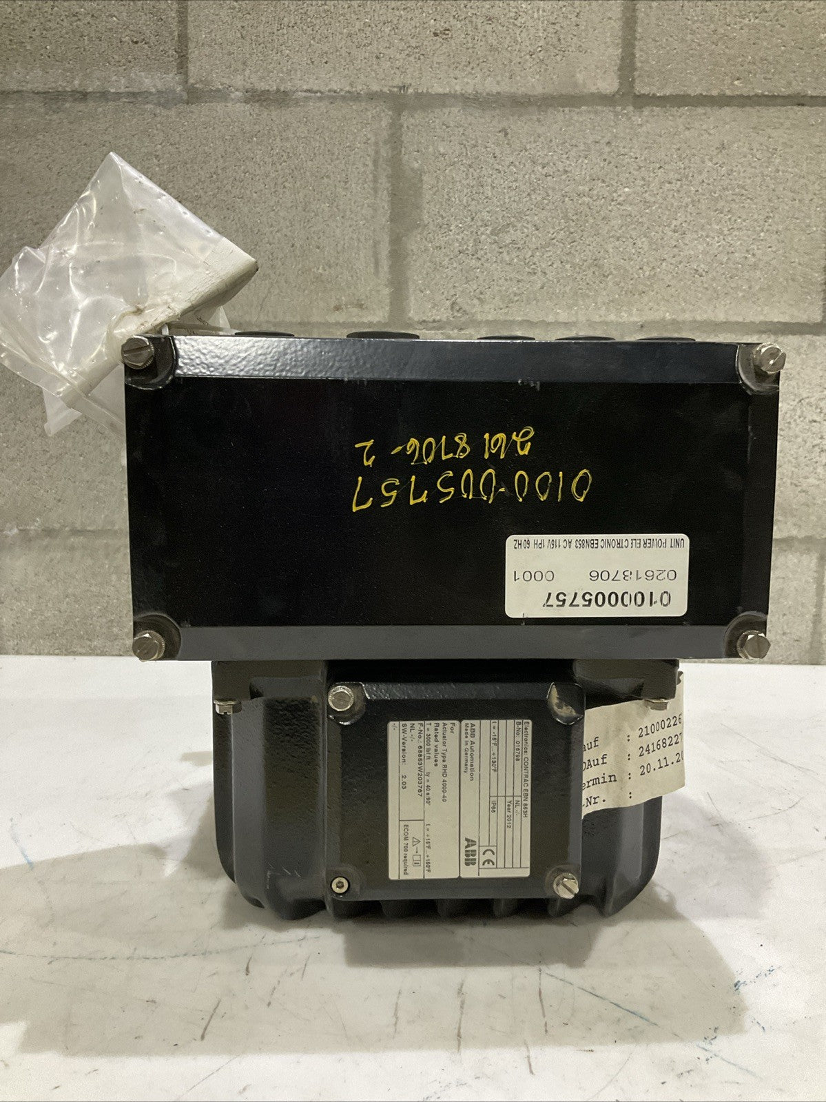 2012 ABB EBN 853H ELECTRICRONIC POWER UNIT FOR ACTUATOR TYPE RHD 4000-40 016798