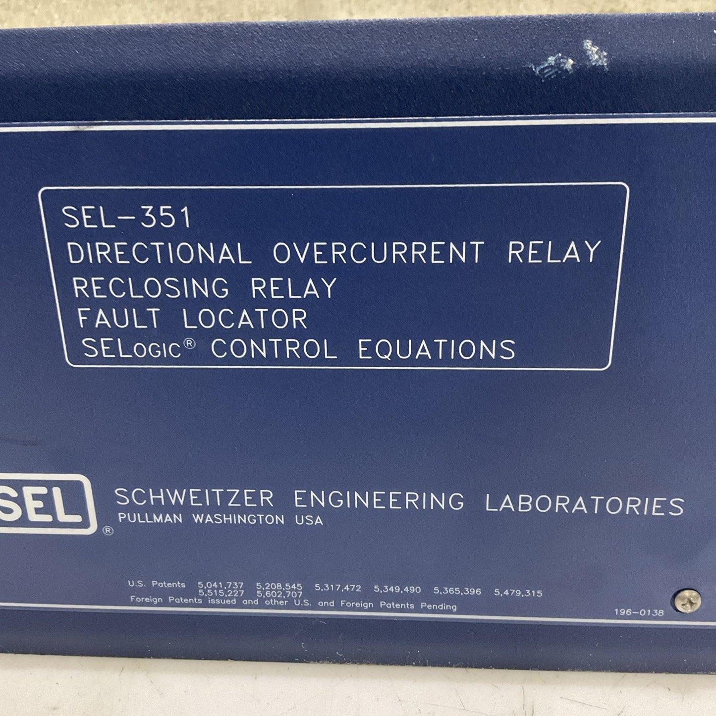SEL SEL-351 03515Y325512X1 DIRECTIONAL RECLOSING RELAY FAULT LOCATOR RM6