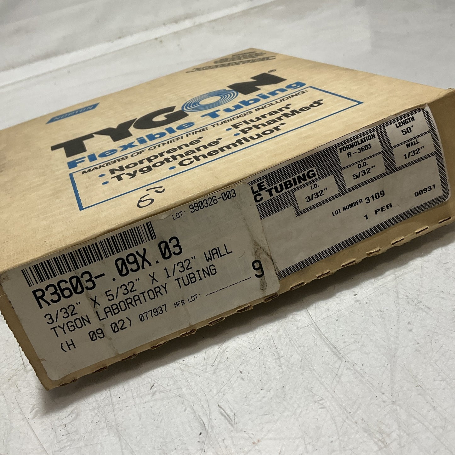 TYGON R3603-.09X.03 CLEAR LABORATORY TUBING  FEEDING CORD  U3S