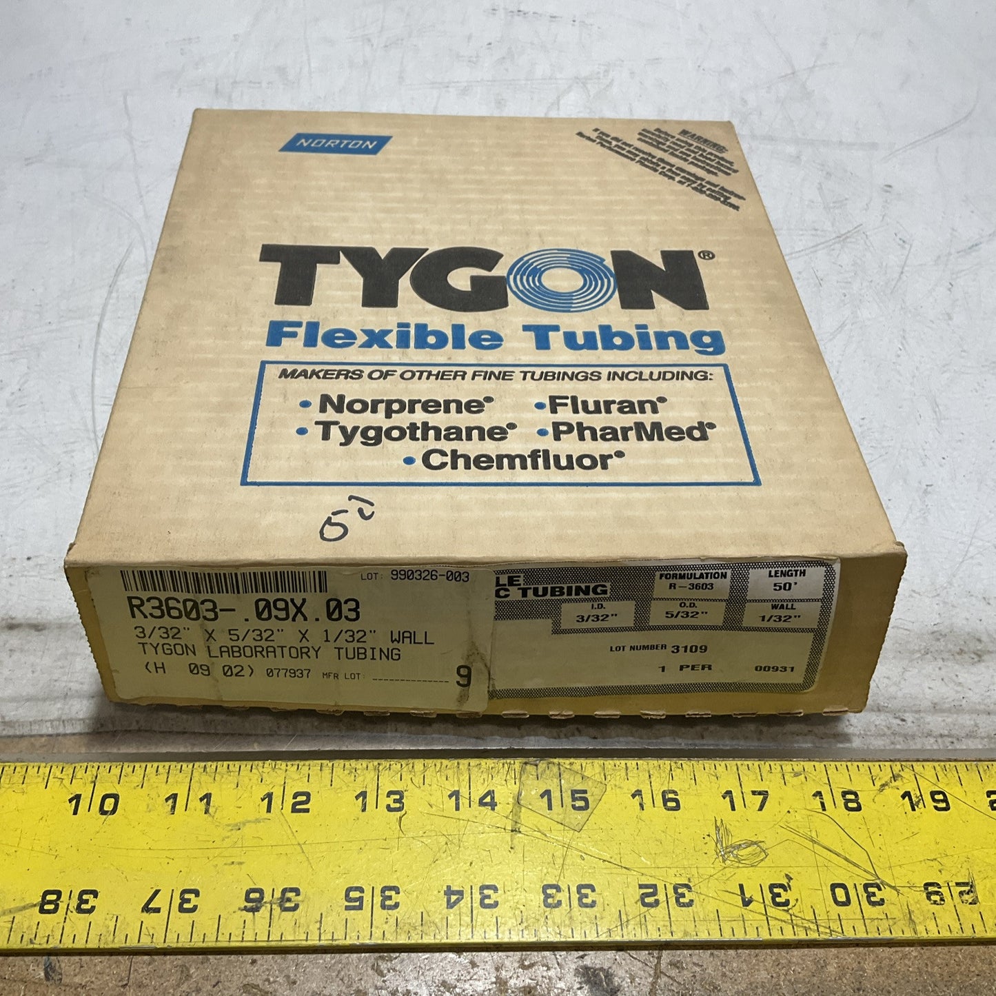 TYGON R3603-.09X.03 CLEAR LABORATORY TUBING  FEEDING CORD  U3S