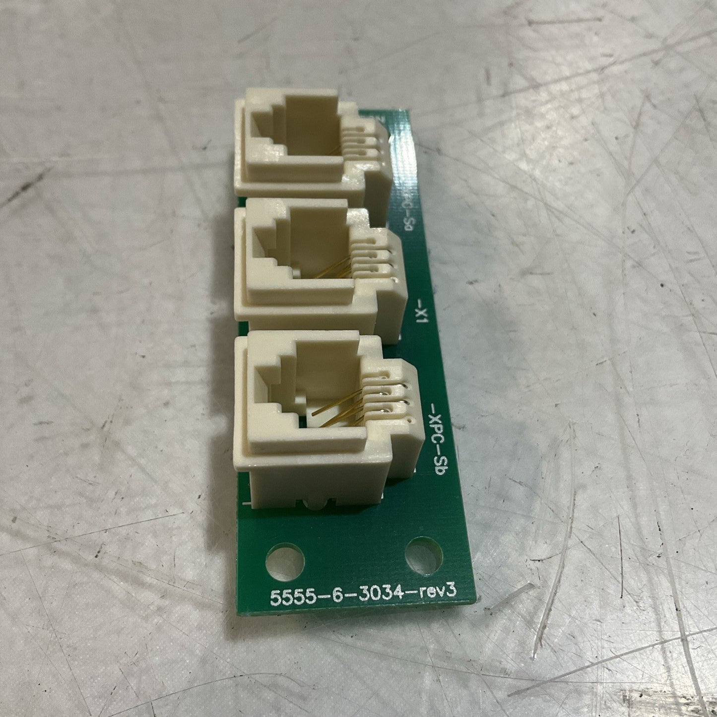 UNITED SORTATION SOLUTIONS 5555-6-3034 REV 3 RJ-11 3 PCB PORT CIRCUIT BOARD U3S