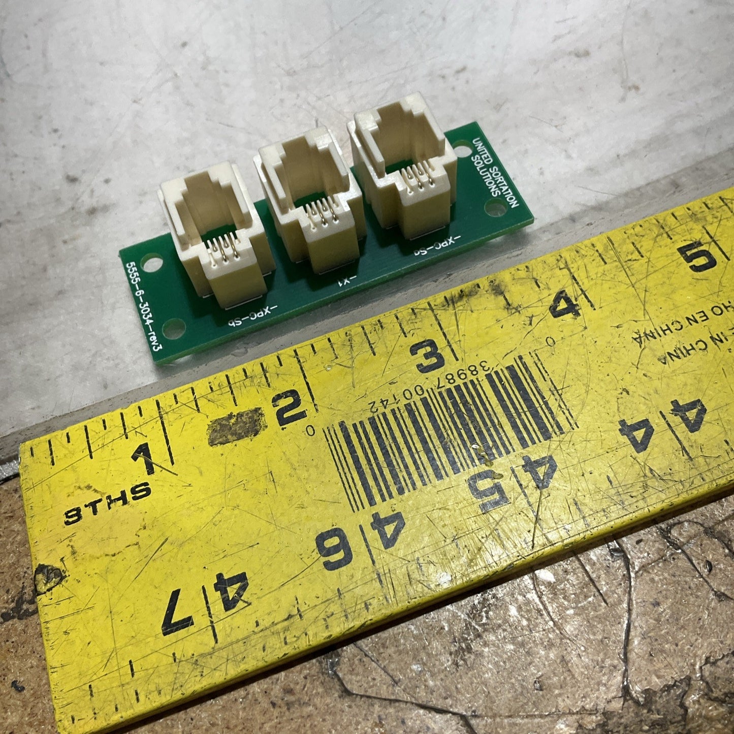 UNITED SORTATION SOLUTIONS 5555-6-3034 REV 3 RJ-11 3 PCB PORT CIRCUIT BOARD U3S