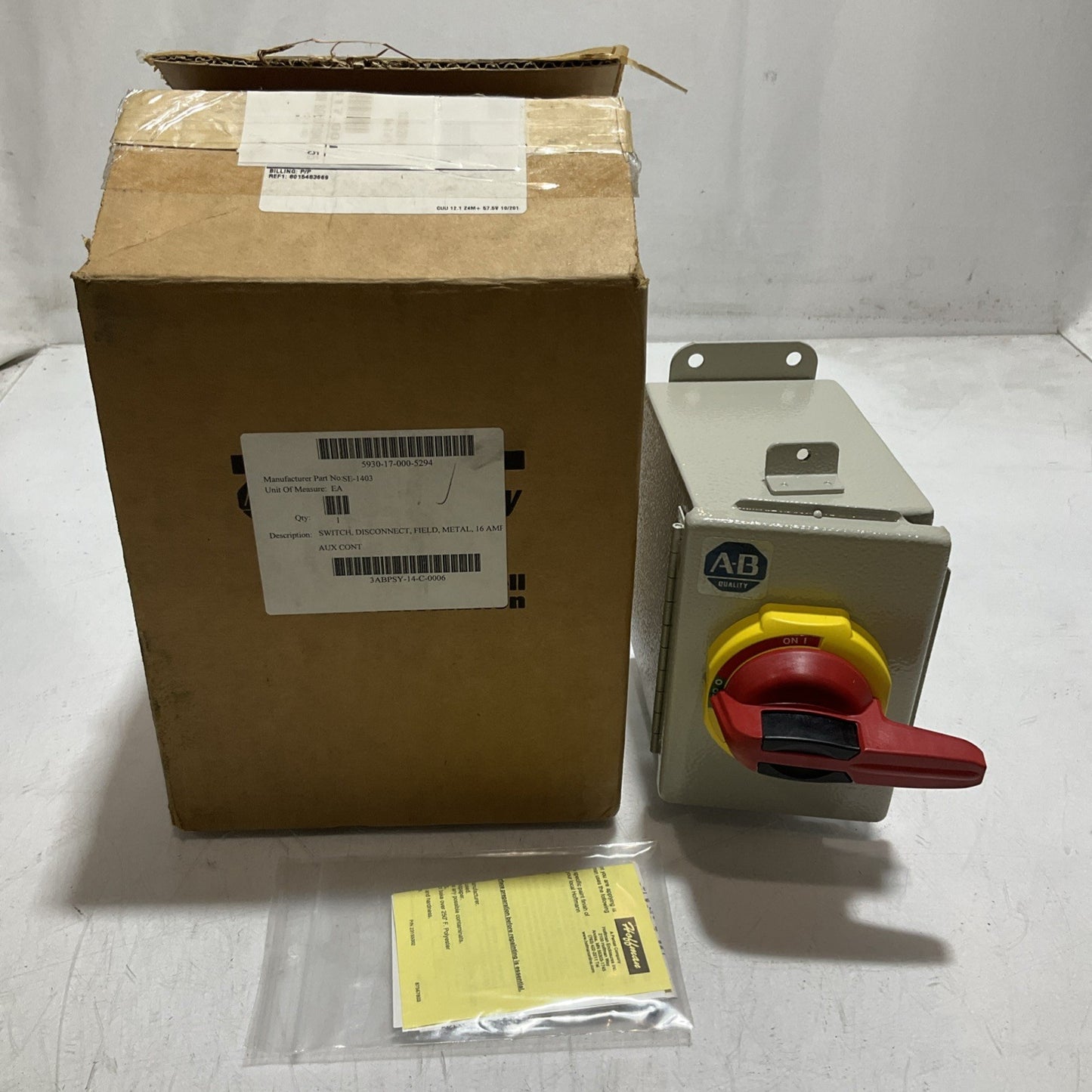 A-B ALLEN-BRADLEY  194E-FA16E-PD DISCONNECT  SWITCH ENCLOSED  MOTOR IP66  U3S