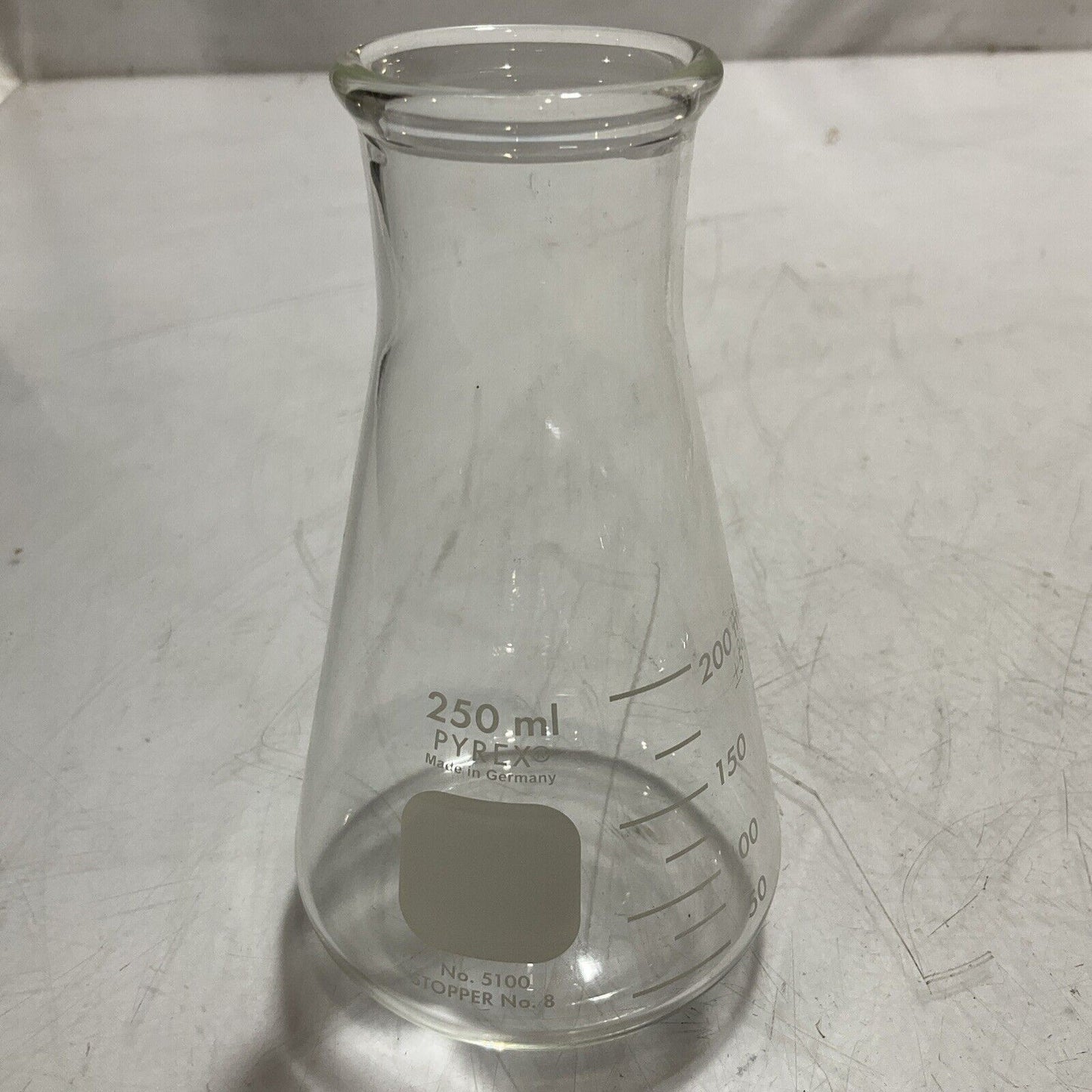 PYREX 5100-250 7740 GLASS ERLENMEYER FLASK WIDE MOUTH HEAVY DUTY 250ML QTY12 373