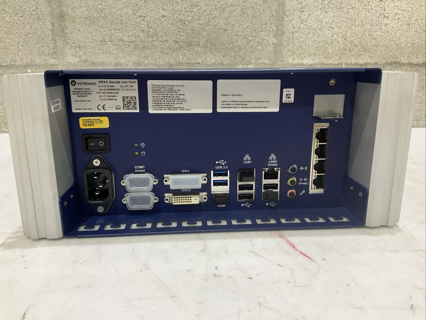 VITRONIC 121960 VIPAC DECODER UNIT V3.01 SPSS PH2 100-240V 50/60HZ U3S
