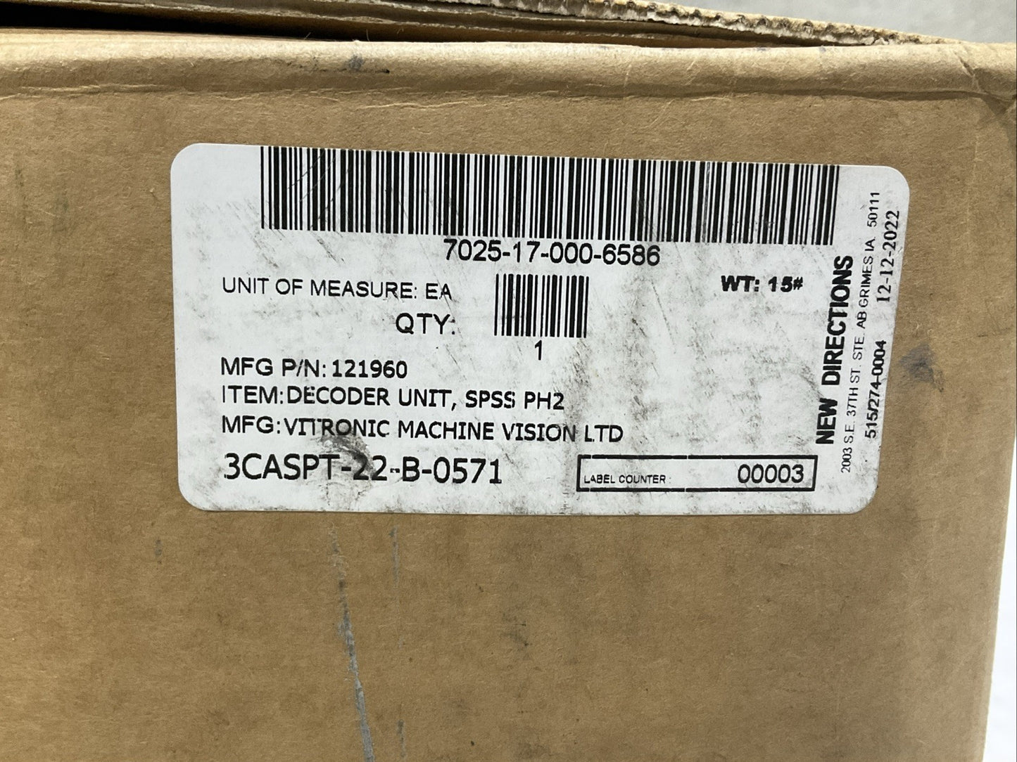VITRONIC 121960 VIPAC DECODER UNIT V3.01 SPSS PH2 100-240V 50/60HZ U3S