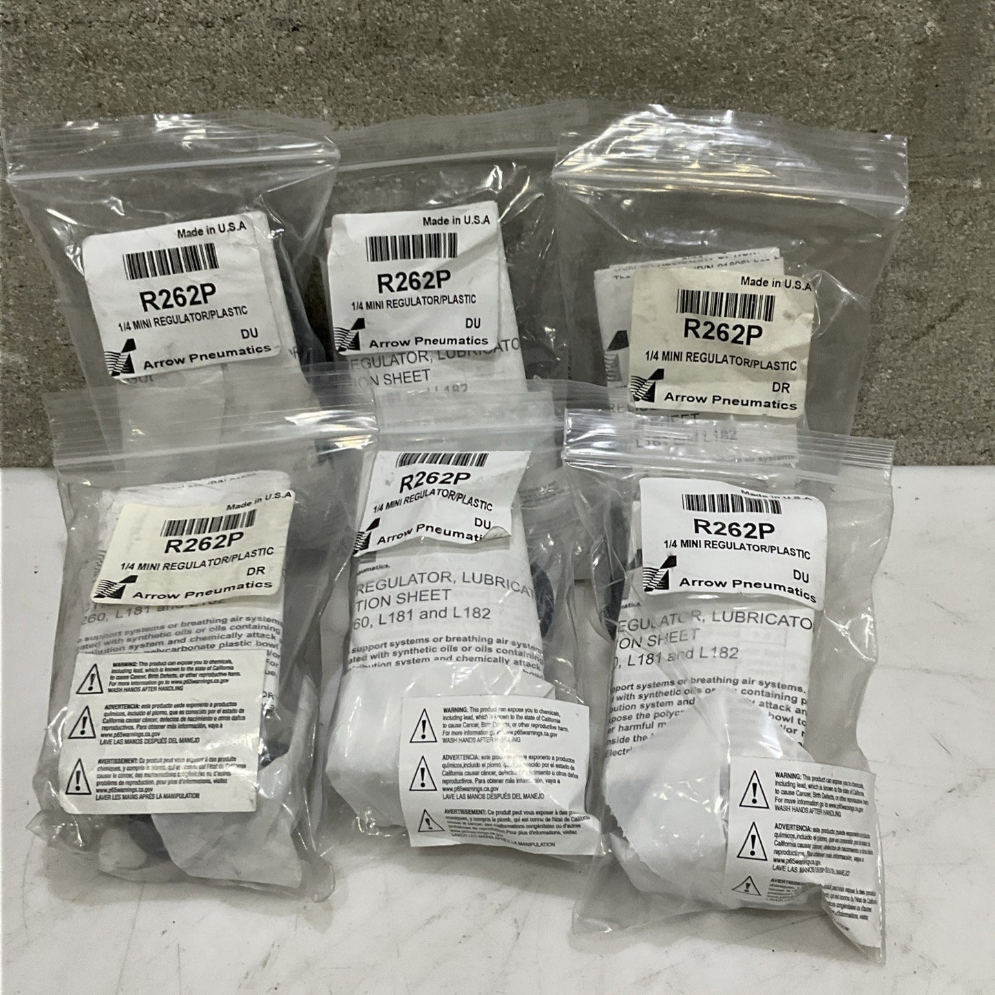 ARROW PNEUMATICS R262P MINI REGULATOR 1/4 IN LOT OF 6 Z2M