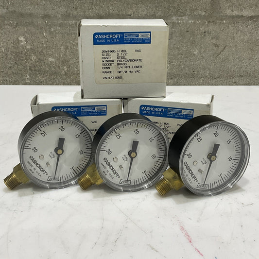 ASHCROFT 25W1005 H 02L PRESSURE GAUGE 1/4 NPT 2 1/2 IN LOT OF 3 Z2M