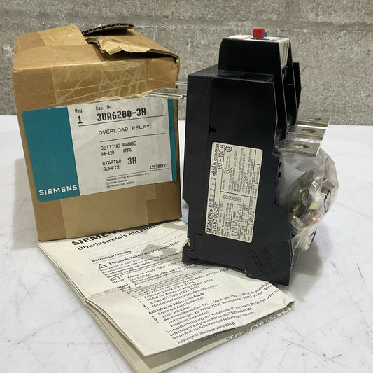 SIEMENS 3VA6200-3H OVERLOAD RELAY 90-120 AMPS 600V Z2M