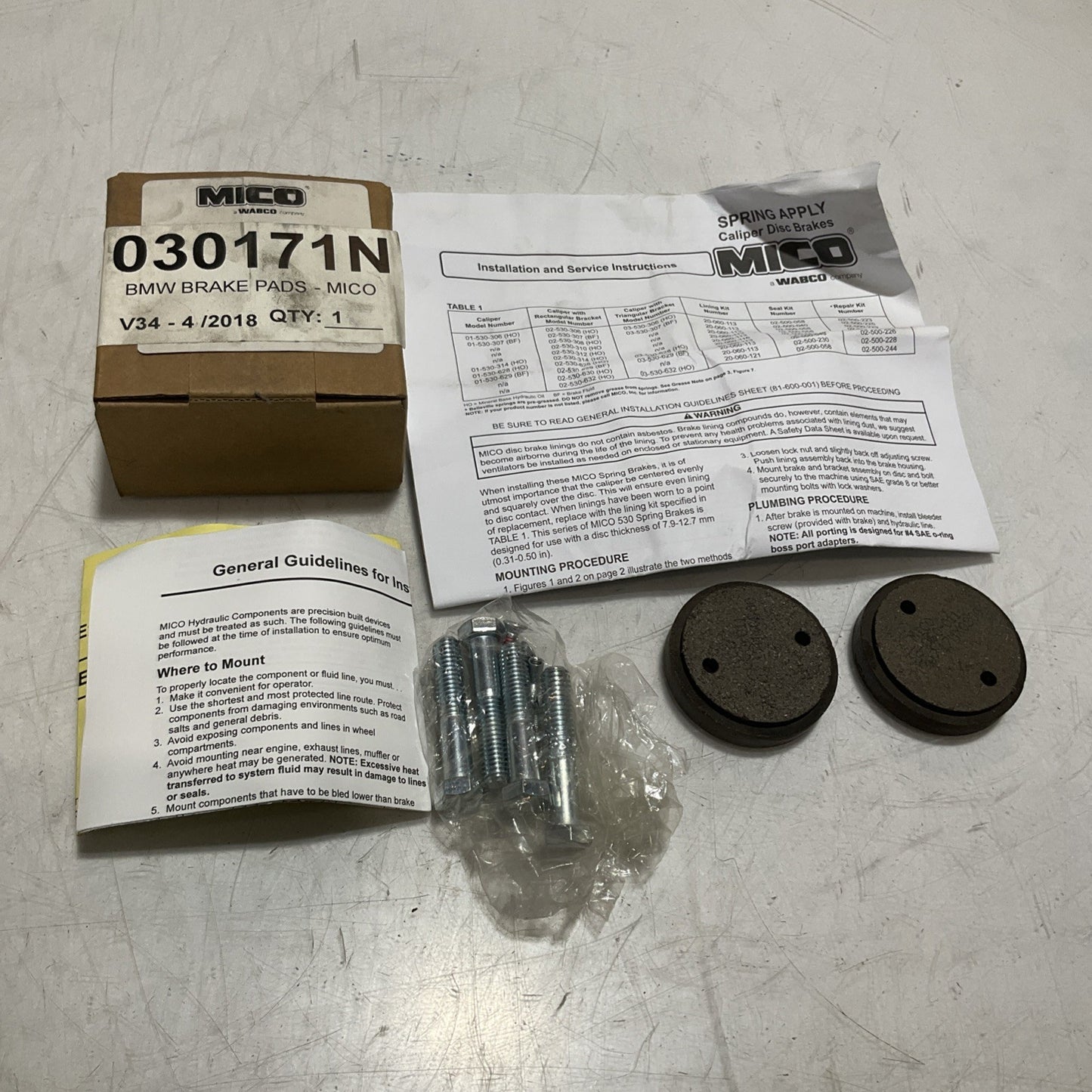 NABRICO MICO 030171N V34-4/2018  BMW BRAKE  PADS RM6