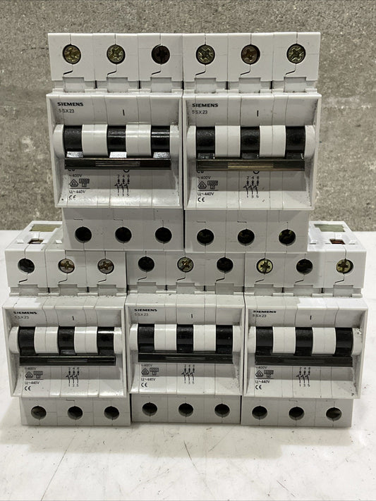 SIEMENS 5SX23 C6 CIRCUIT BREAKER 5 S X 23 3 POLE 480 V LOT OF 5 Z2M