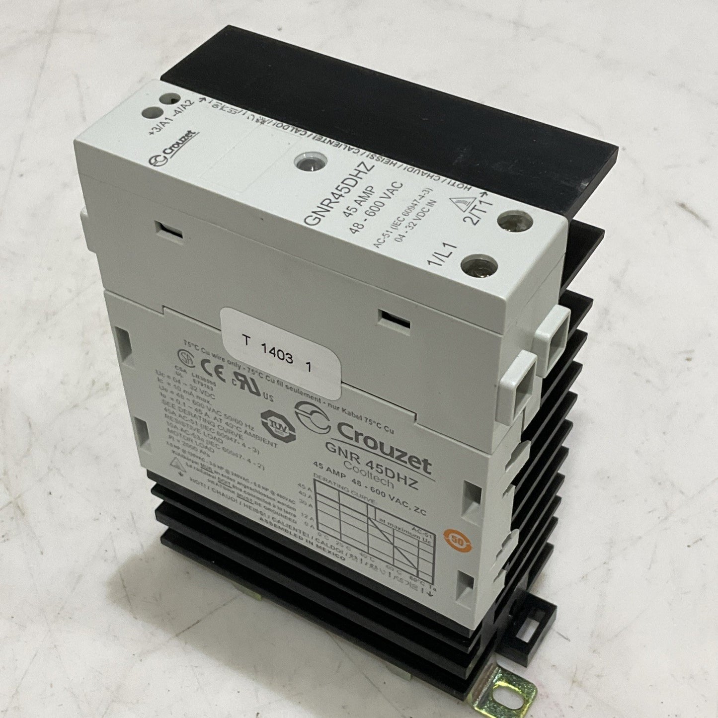 CROUZET CRYDOM GNR45DHZ SOLID STATE RELAY COOLTECH 46A 48-600 VAC 50/60HZ Z2M
