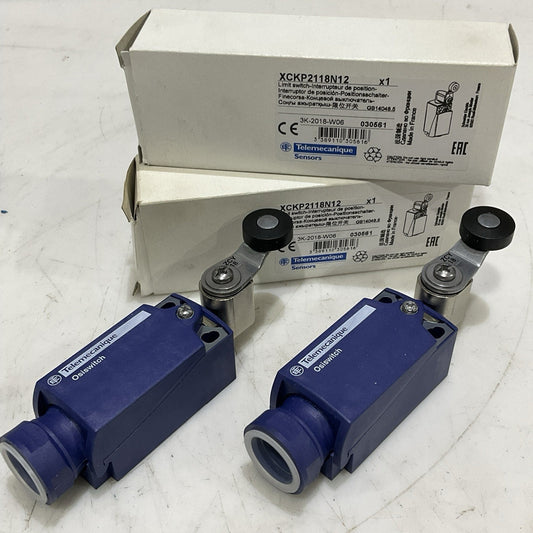 TELEMECANIQUE XCKP2118N12 LIMIT SWITCH THERMOPLASTIC ROLLER LEVER LOT OF 2 Z2M