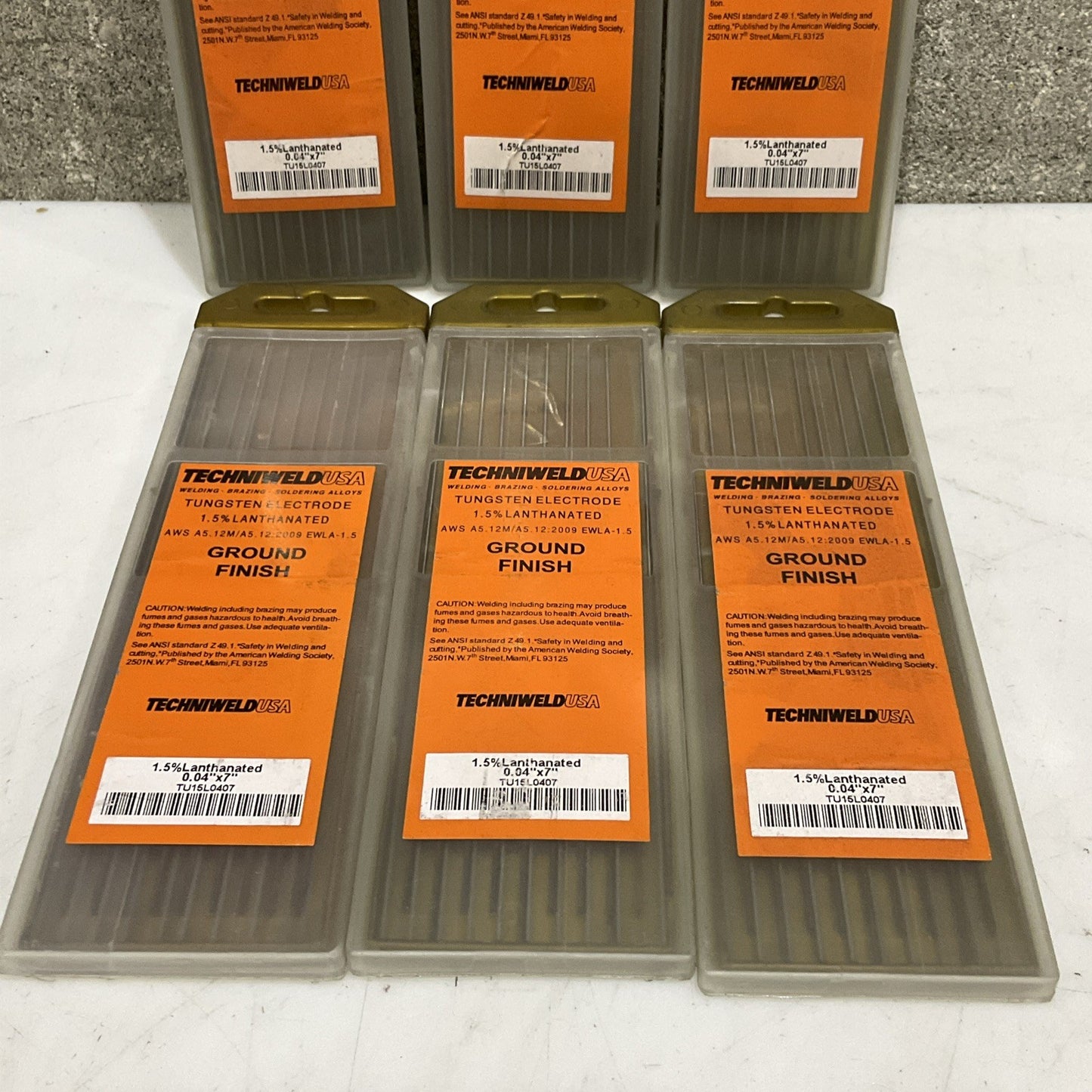 TECHNIWELD TU15L0407 TUNGSTEN ELECTRODE 1.5% LANTHANATED 0.04 X 7 LOT OF 60 Z2M