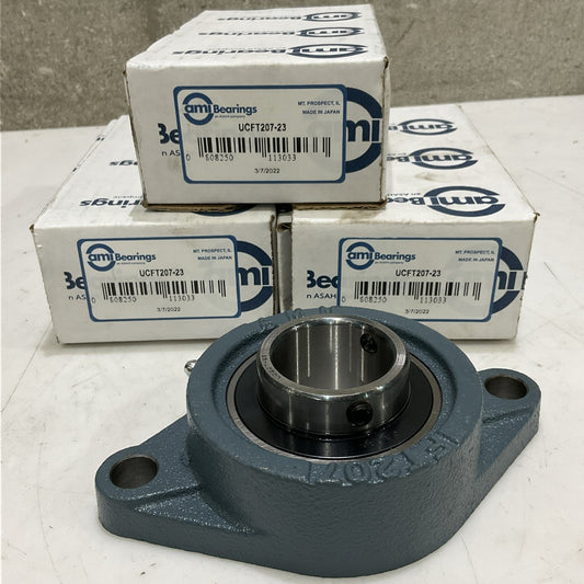 AMI UCFT207-23 FLANGE MOUNT 2 BOLT BEARING LOT OF 3 Z2M