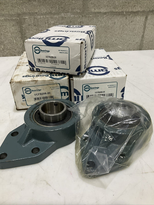 AMI UCFB206-20 UCFB20620 FLANGE MOUNT 2 BOLT BEARING LOT OF 4 Z2M