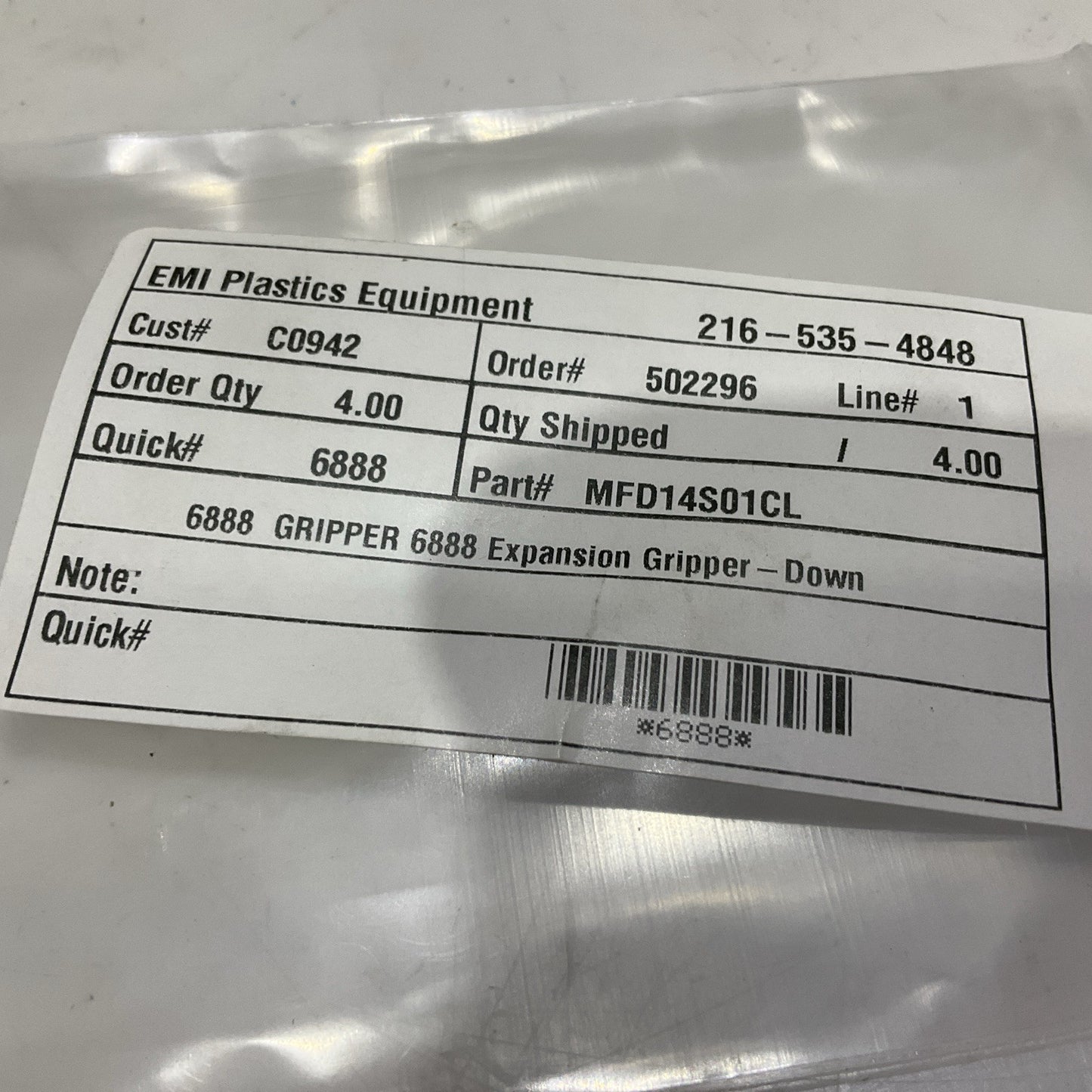 GIMATIC EMI 6888 MFD14S01CL EXPANSION GRIPPER Z2M