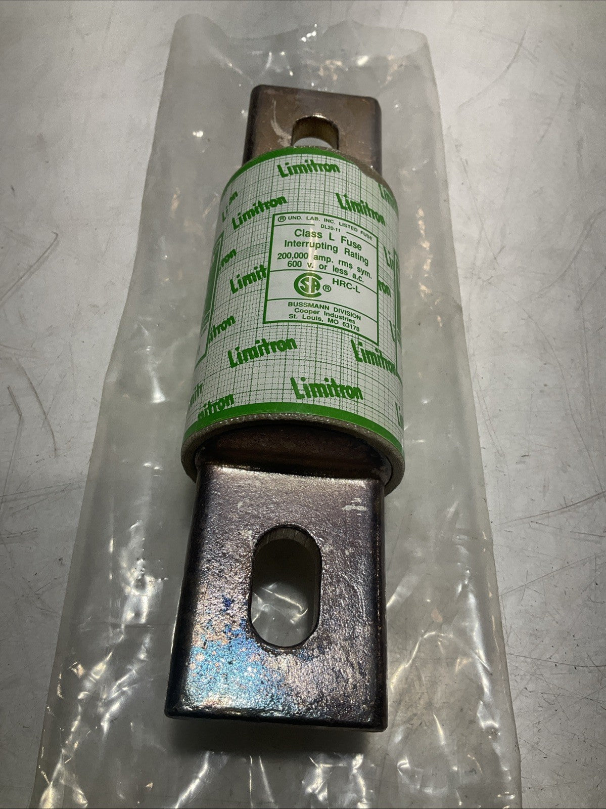 LIMITRON KLU-601 TIME DELAY CURRENT - LIMITING  FUSE 600V  200,000 A CLASS L U3S