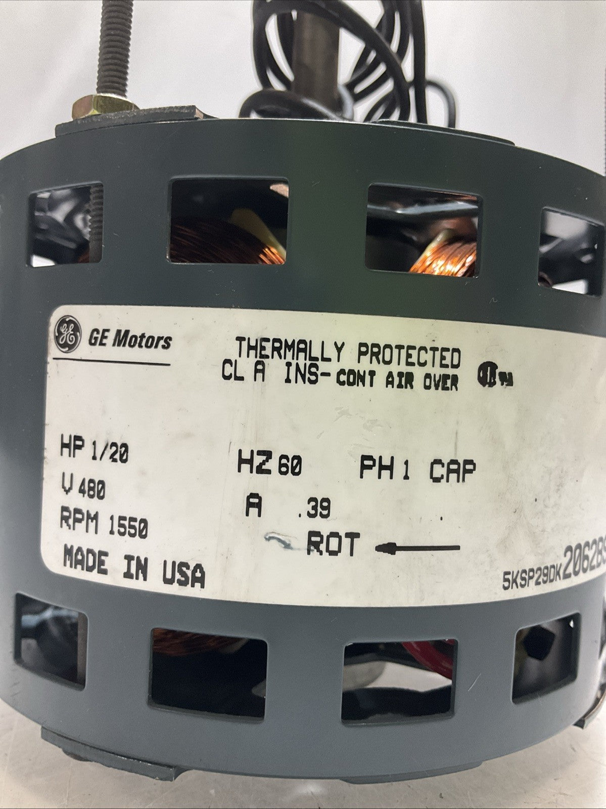 GE MOTORS 1/20 HP 1550RPM 5KSP29DK 2062BS MOTOR THERMALLY PROTECTED 476
