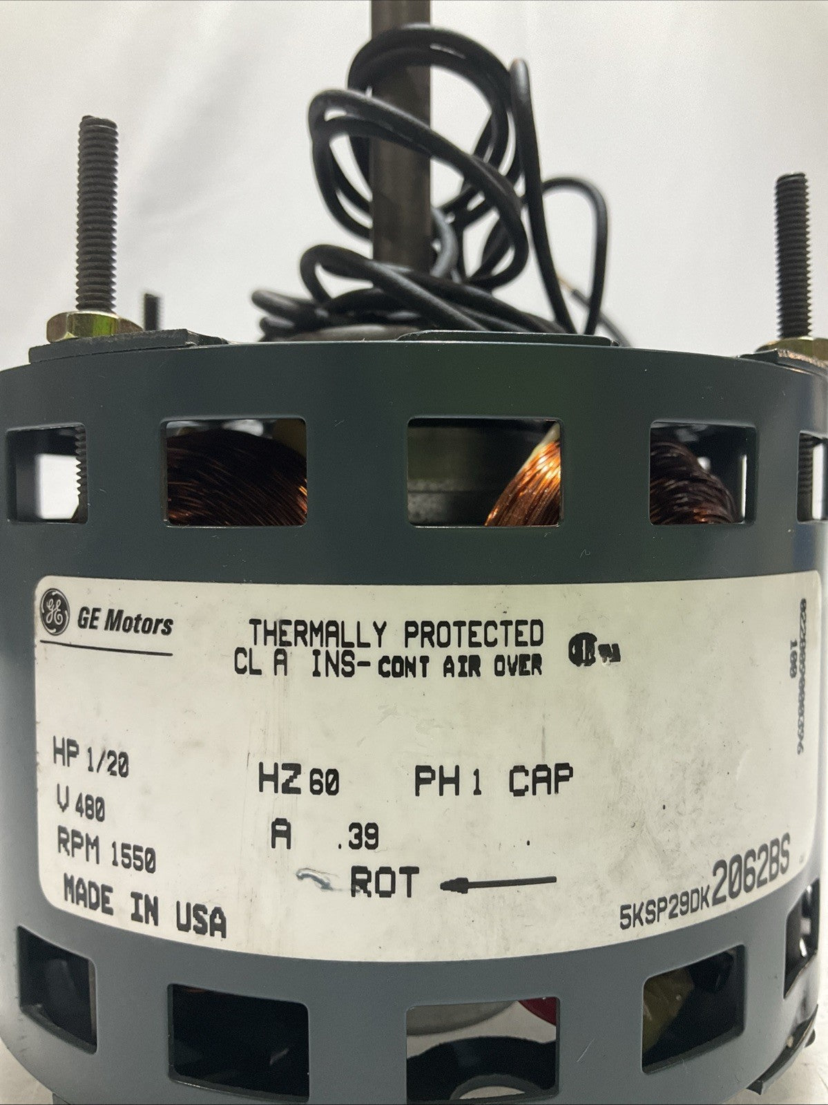 GE MOTORS 1/20 HP 1550RPM 5KSP29DK 2062BS MOTOR THERMALLY PROTECTED 476