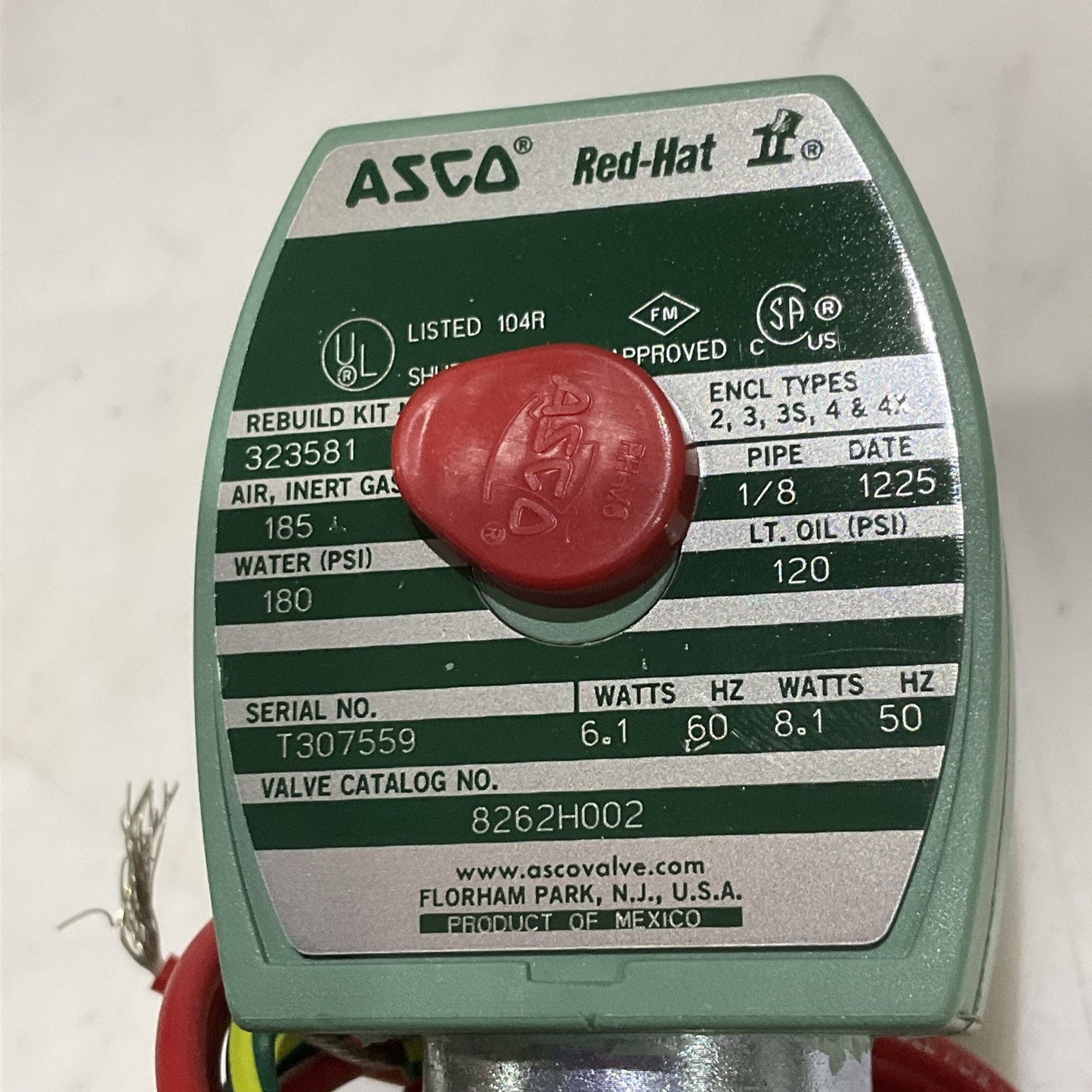 ASCO 8262H002 CS29862 SOLENOID VALVE 1/8 IN 120/60 110/50 Z2M