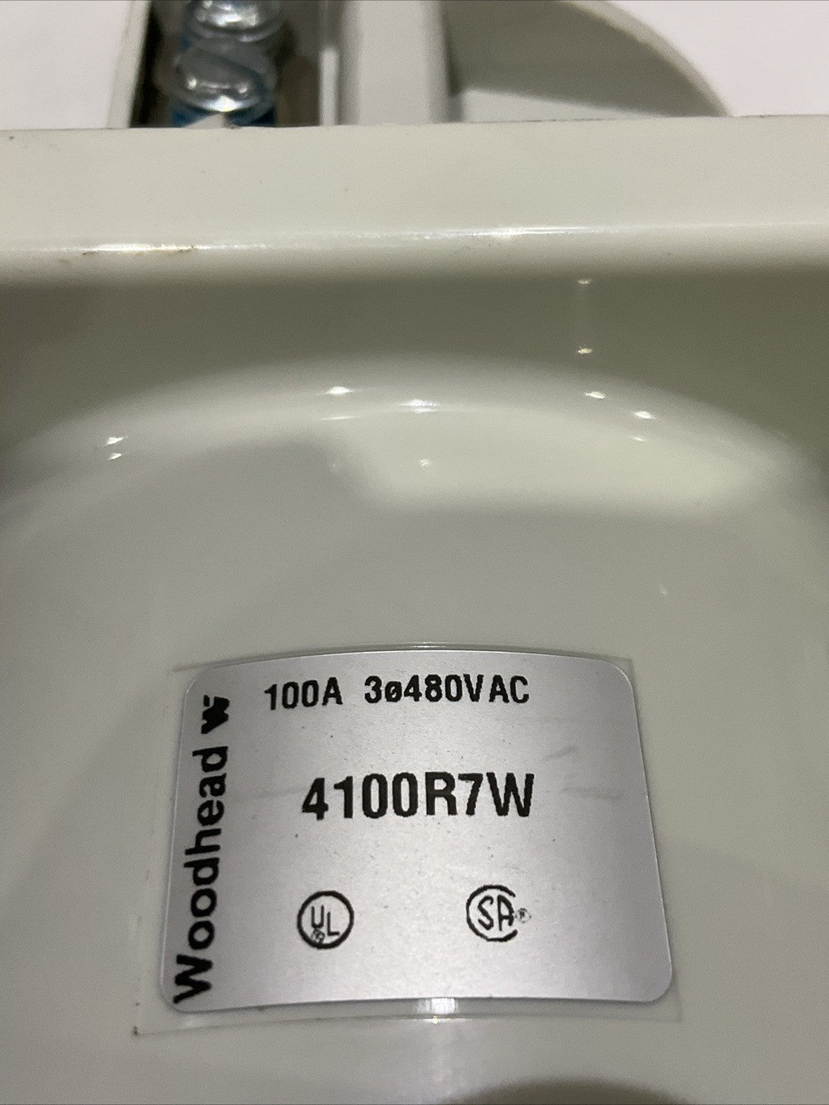 WOODHEAD MOLEX 4100R7W WATERTITE PIN AND SLEEVE RECEPTACLE 100A 3E 480 VAC Z2M