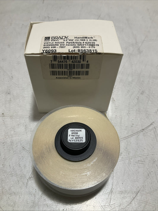 BRADY HANDIMARK Y6093 42030 B563815 RED VINYL  0.50X50 12.7MX15.2 LABEL TAPE Z2M