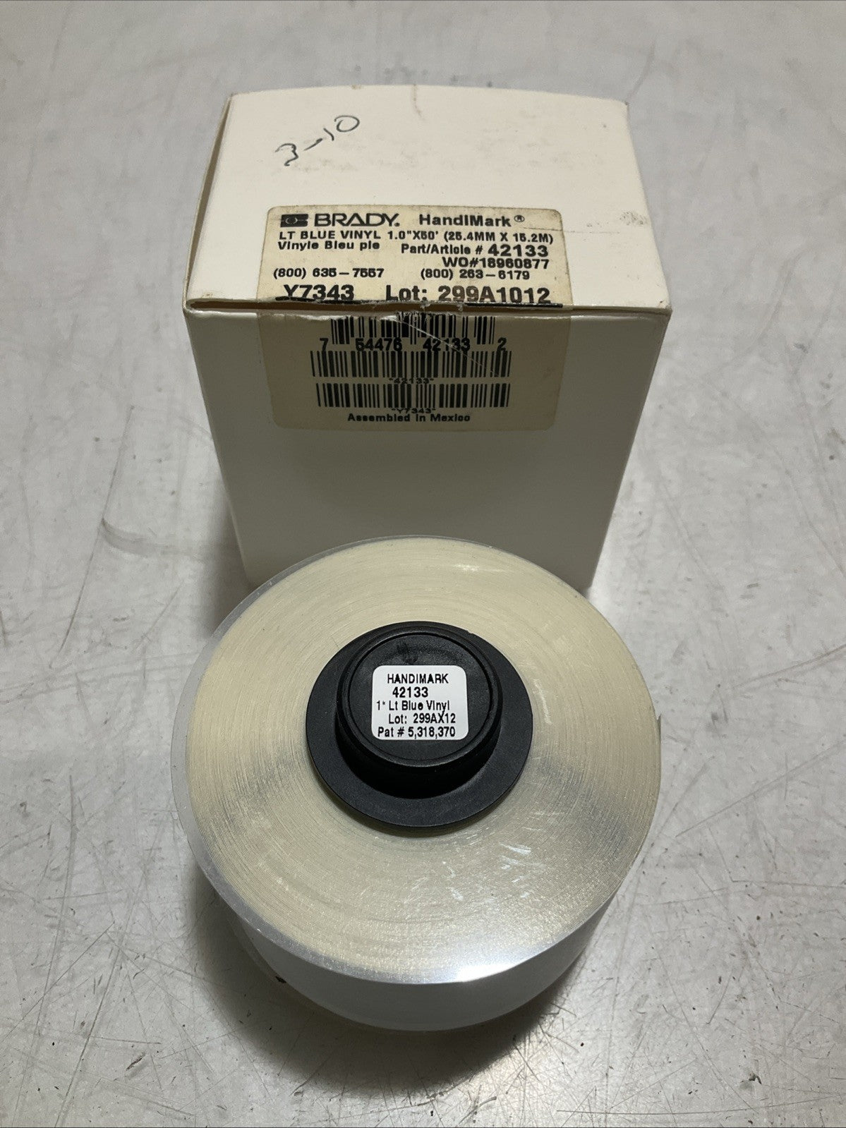 BRADY HANDIMARK Y7343 42133 LT BLUE VINYL 1.0X50 25.4MX15.2 LABEL TAPE Z2M