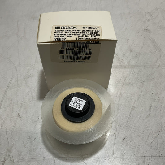 BRADY HANDIMARK 42022 Y6087  YELLOW  VINYL 0.50X60  12.7MX15.2M LABEL TAPE  X2M