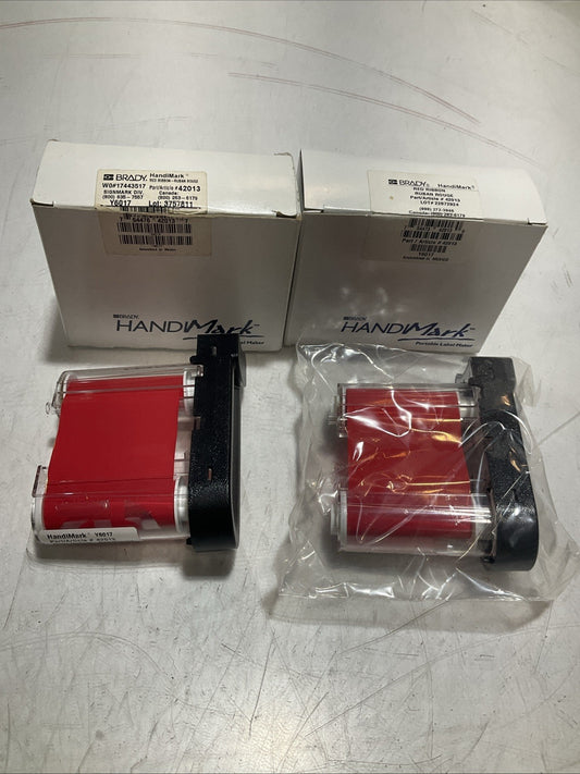 BRADY  HANDIMARK 42013 RED PRINTER RIBBON LOT OF 2 Z2M