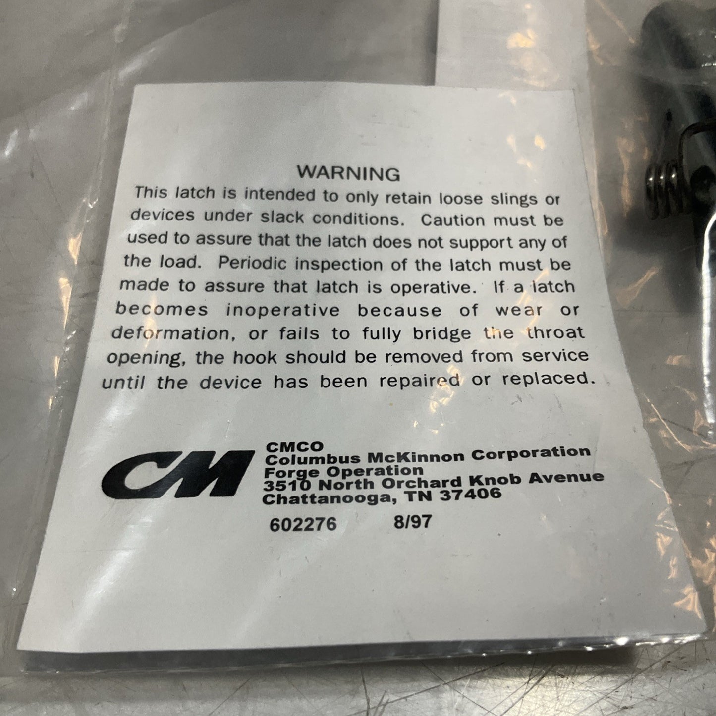 CM 6-7 595525 LATCH KIT  FOR EYE SLING HOOK  LOT OF  15 Z2M